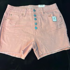 High waisted pink jean shorts